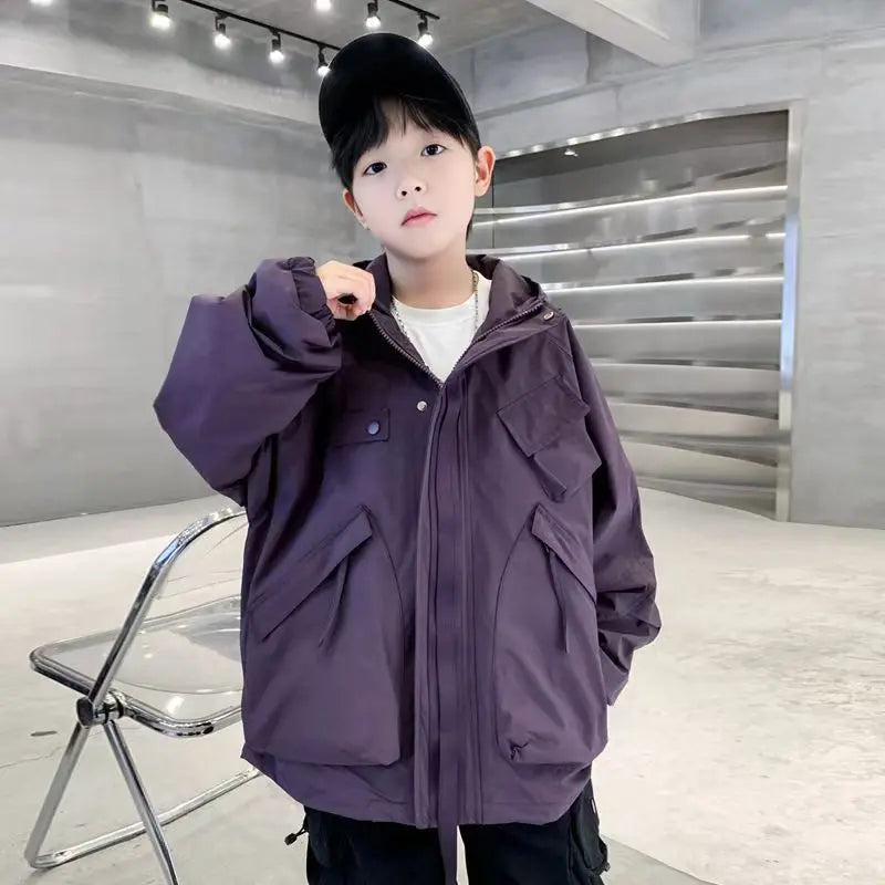 2025 New Boys Windbreaker Jacket Spring Autumn Waterproof Windproof Youth Unisex Stylish Outdoor Jacket for Kids