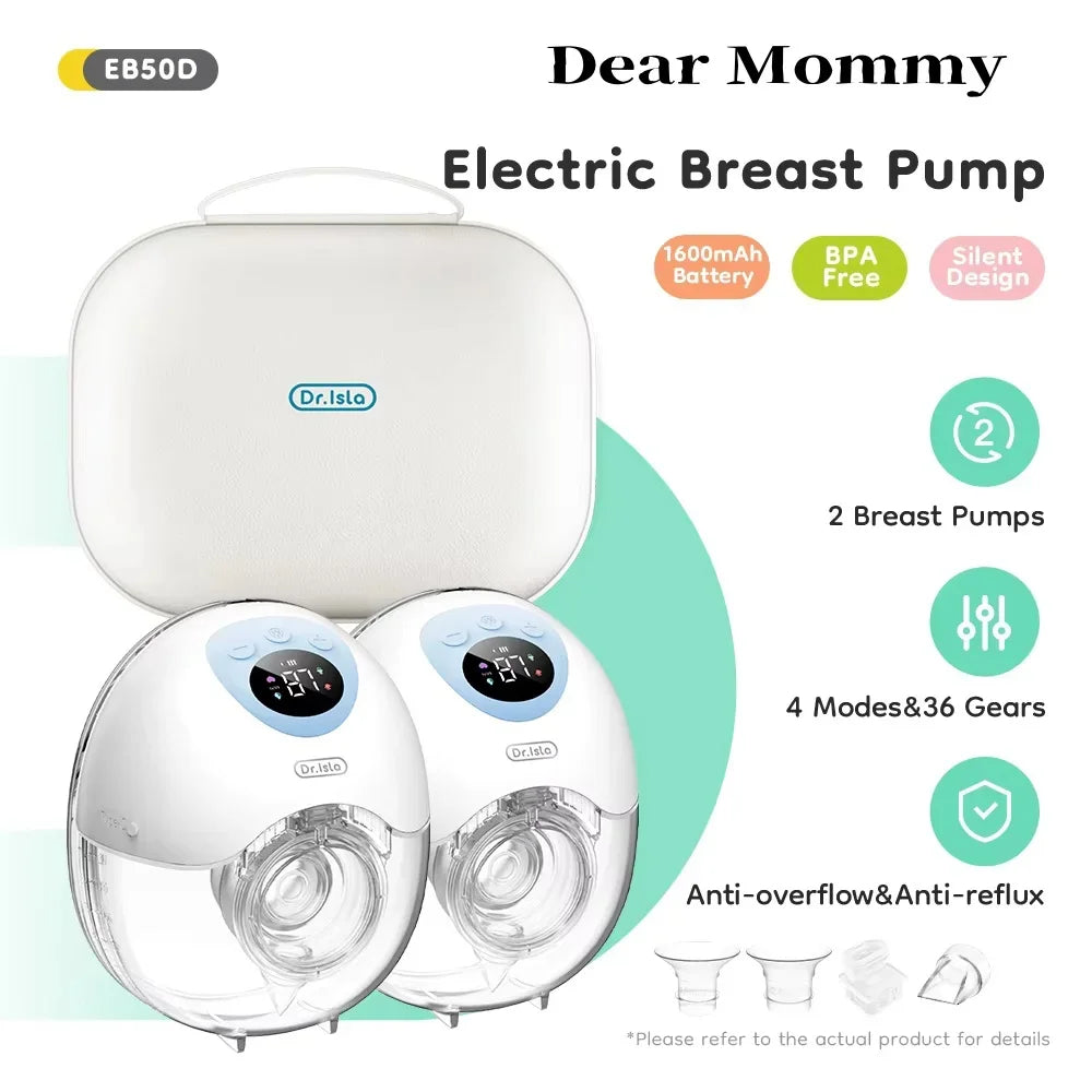 2PCS Wearable Electric Breast Pump 4Modes 36Suction Levels Breast Pump Milk Collector Gift Travel bag 19/24mm Flange