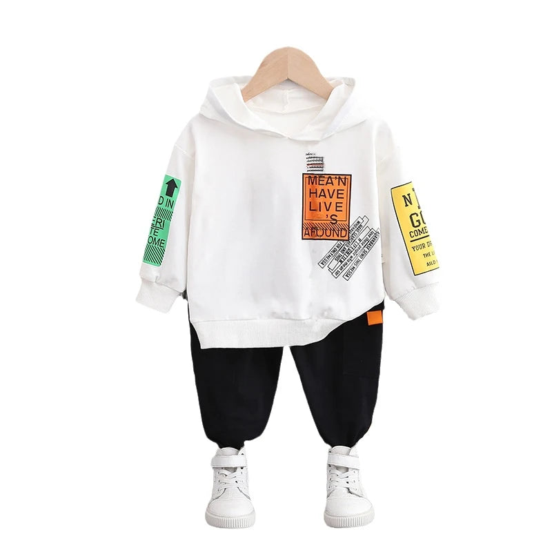 New Spring Autumn Baby Girl Clothes Children Boys Cotton Letter Hoodies Pants 2Piece Set Toddler Fashion Costume Kids Tracksuits