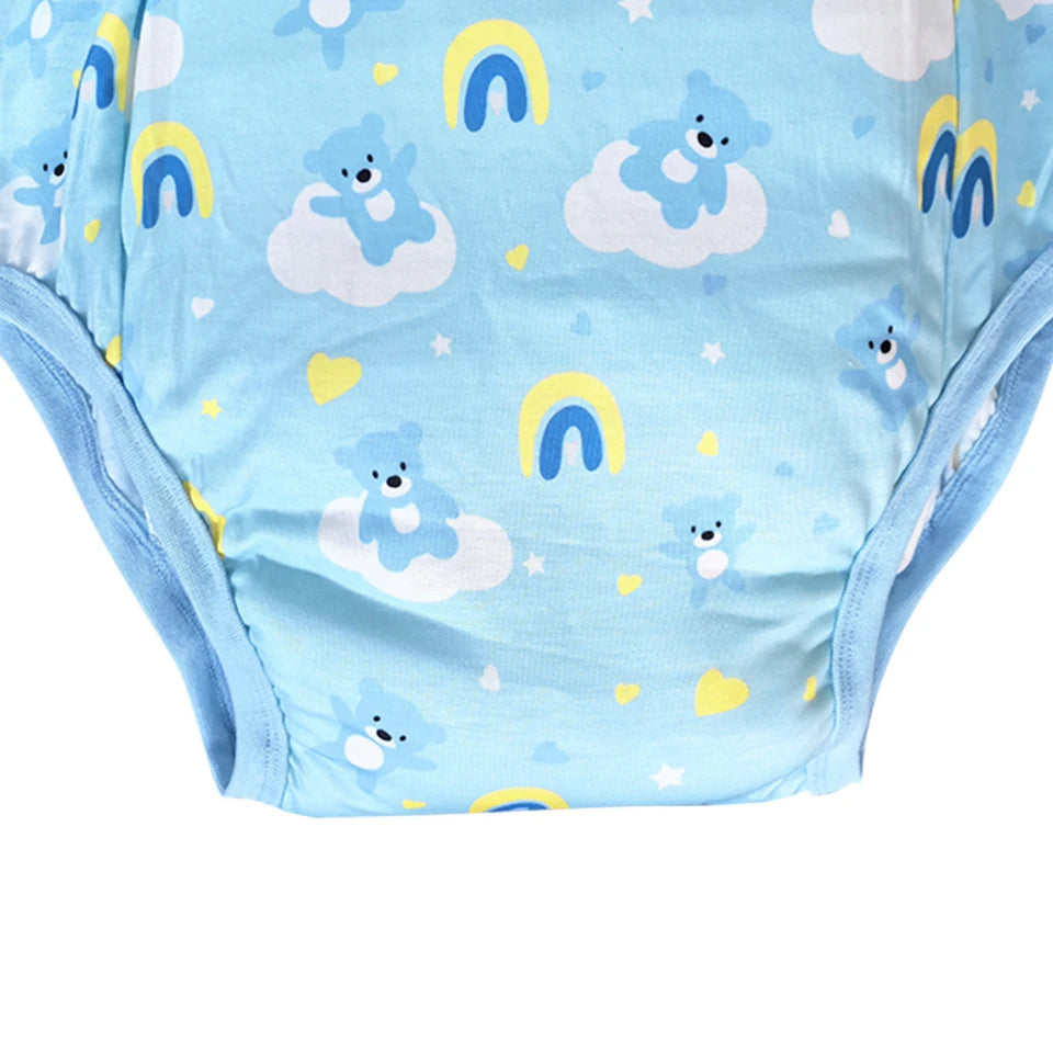 Waterproof Cotton Adult Baby Training Pants Reusable Infant Shorts Underweaer Cloth Diapers Panties Bear printed Nappy For Adult