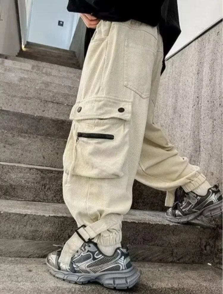 2025 New Boys' Cargo Pants Spring Autumn Casual Street Dance Cuffed Ankle Long Pants Toddler Boys