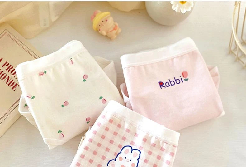 5PCS Kid Cotton Cartoon Antibacterial Panties Girls Thin Breathable Soft Briefs 3+y Young Child Underwears Toddler Cute Knickers