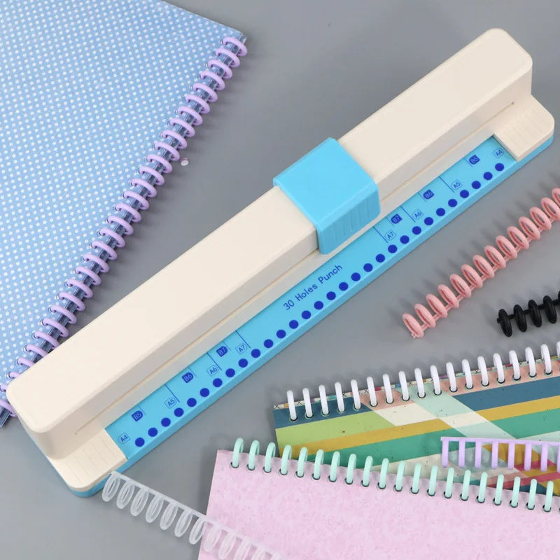30 Hole Punch A4 B5 A5 B6 A6 B7 A7 Loose Leaf Notebook Planner Paper Hand Push Perforated Puncher School Stationery Supplies
