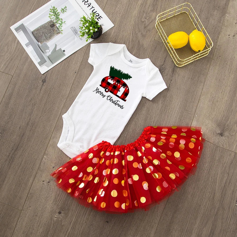 My First Christmas Merry Christmas Baby Girl Party Dress Red Tutu Cake Outfits Infant Dresses Baby Girls Holiday Clothes 0-24M