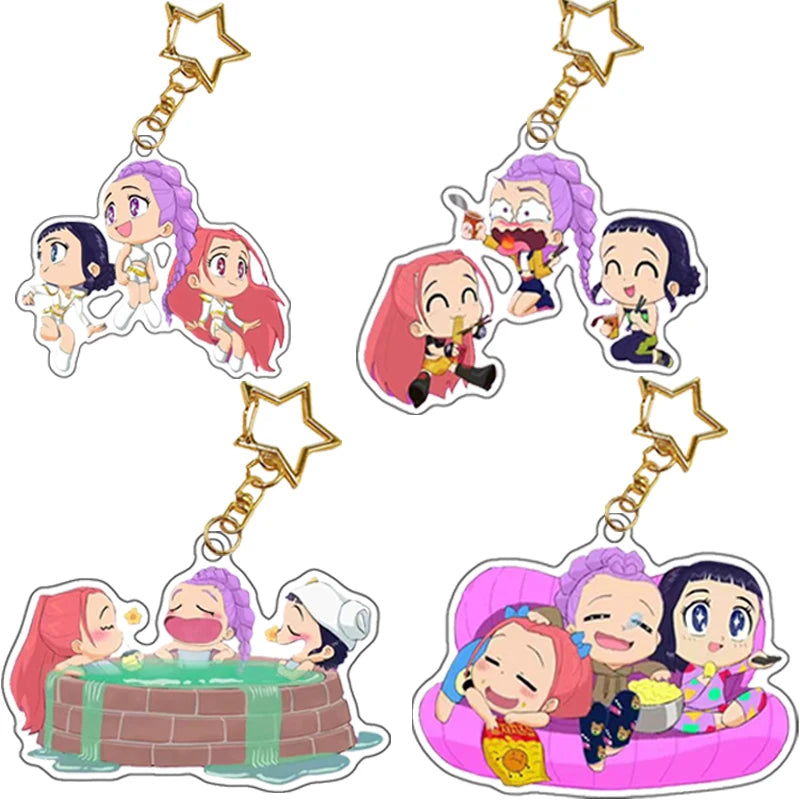 Kpop Demon Hunters Saja Boys Keychain Huntr-X Bag Pendant Unters Huntrix Saja Self Made Acrylic Keyring Jewelry Friends Gift