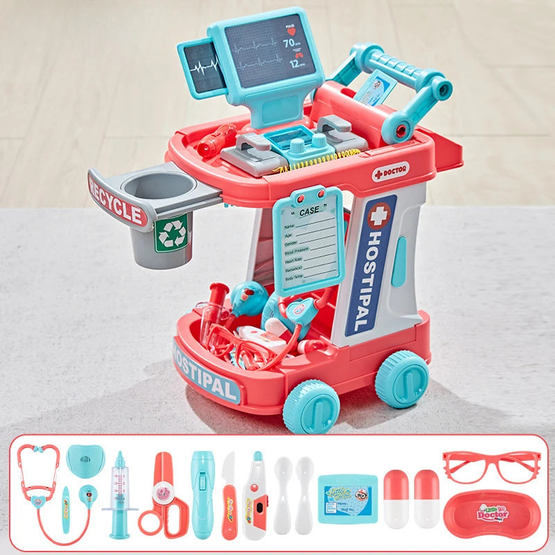 Doctor Toys for Girsl Boys Dentist Vet Toddlers Toys Pretend Play Dress Up Kids Doctor Costume with Cart Set Medical Kit