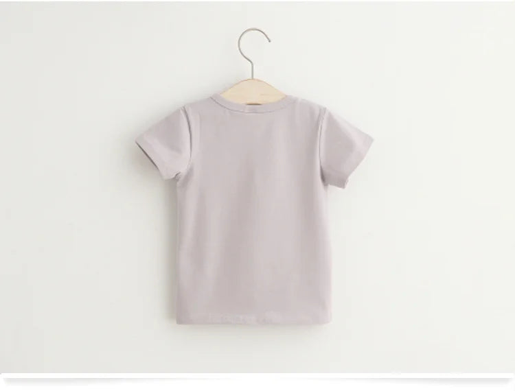 2025 Summer 2 3 4 6 8 10 Years Children Cotton Cartoon Star Bird Cat Rabbit Animal Print Short-Sleeve T-Shirt For Kids Baby Girl