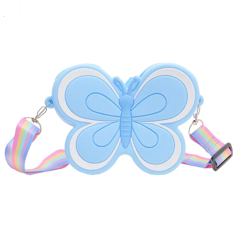 Lovely Bow Children's Silicone Shoulder Bags Cute Butterfly Shape Baby Girls Crossbody Bag Candy Color Kids Small Coin Purse