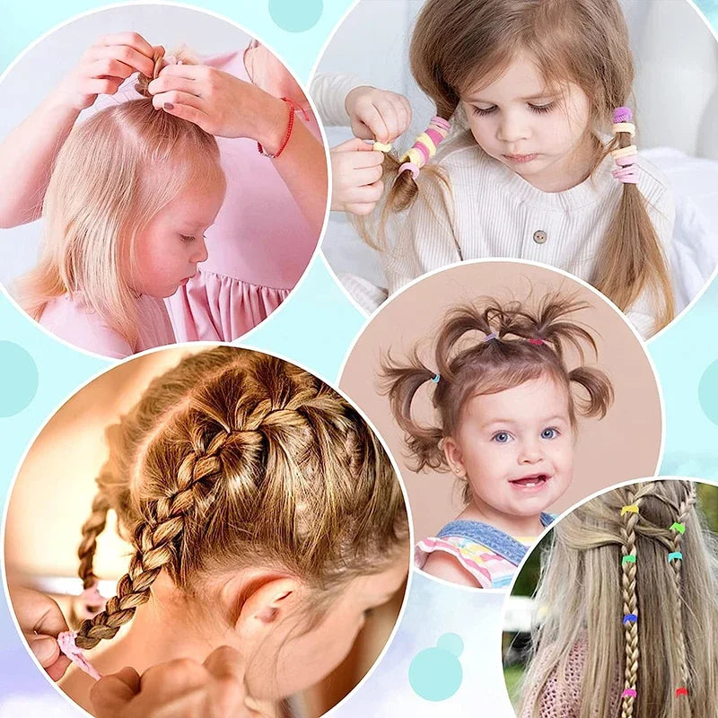 250/300Pcs Girls Colorful Hair Bands Set Nylon Elastic Rubber Band Children Ponytail Holder Scrunchies Kids Hair Accessories