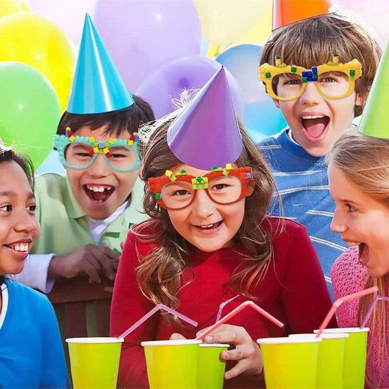 DIY Building Bricks Glasses Building Blocks Games for Kids Creative Building Block Birthday Party Favors, Carnival Party Games