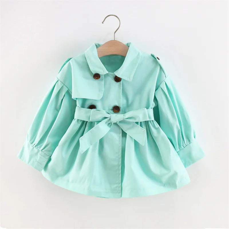 (0-3 Years Old) New Korean Style Baby Girl Coat For Spring And Autumn, Simple Solid Color Children'S Long Sleeved Clothes