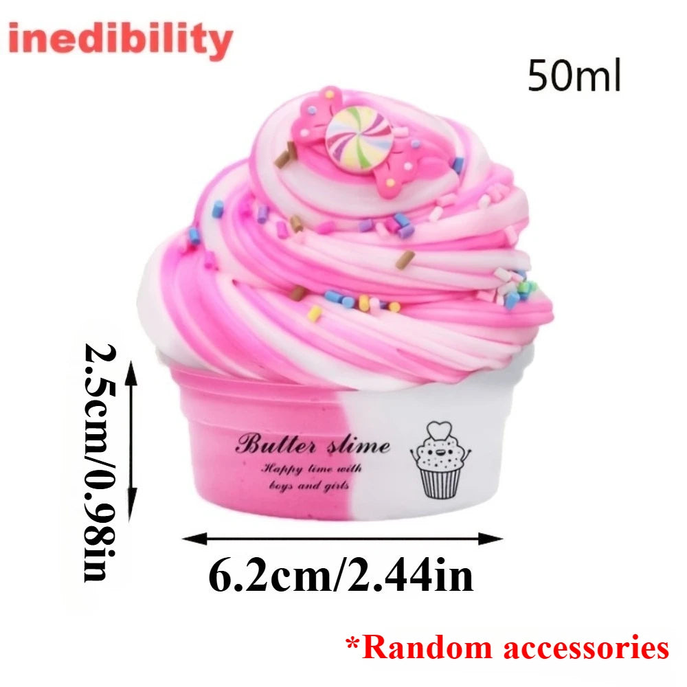 Butter Slime Kit 6 Pack Party Favors for Kids Colorful Stress Relief Toy for Girls Soft DIY Slime Surprise Toy with Charm Gift