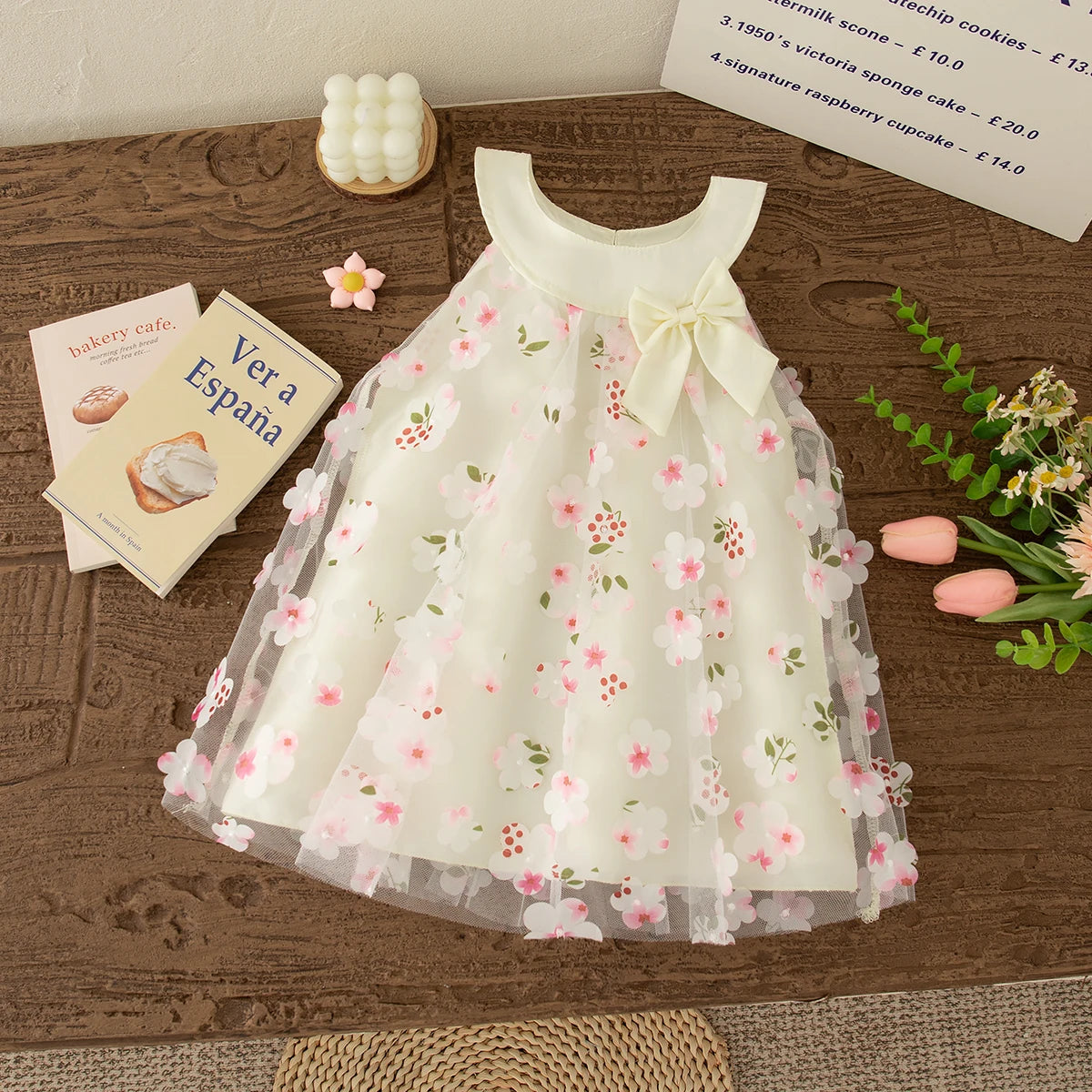 Summer New Floral Chiffon Baby Girl Princess Dress, Sweet Bow Children'S Sleeveless Clothes For Babies Aged 3 Months To 3 Years