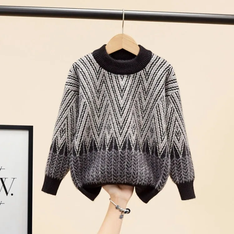 Heavyweight Winter Boys' Sweater Thickened Knit Mink Fur Warm Stylish Tween Oversized Teenager Autumn Winter Coat