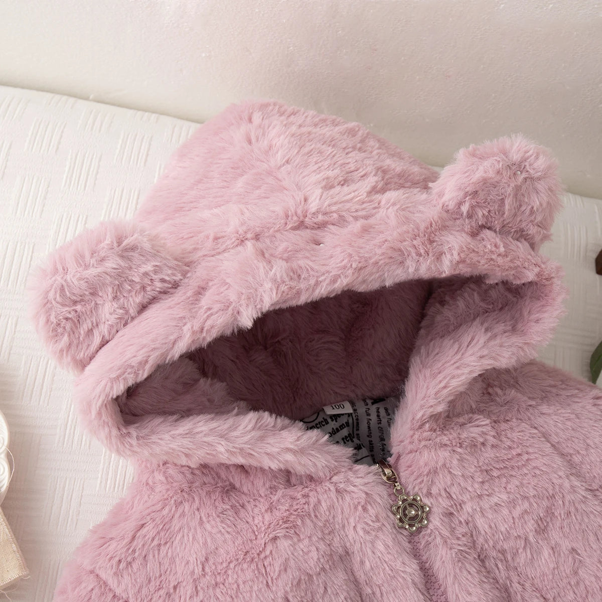 Winter New Solid Color Long Sleeved Baby Girl Coat, Thick And Warm Children'S Clothing Suitable For Babies Of 90-140 Height