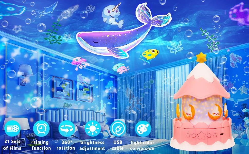 Star Galaxy Projector 21 in 1 Starry Sky Projector with 360° Rotating Timer Atmosphere Lamp for Kids Birthday Xmas Gifts Decor
