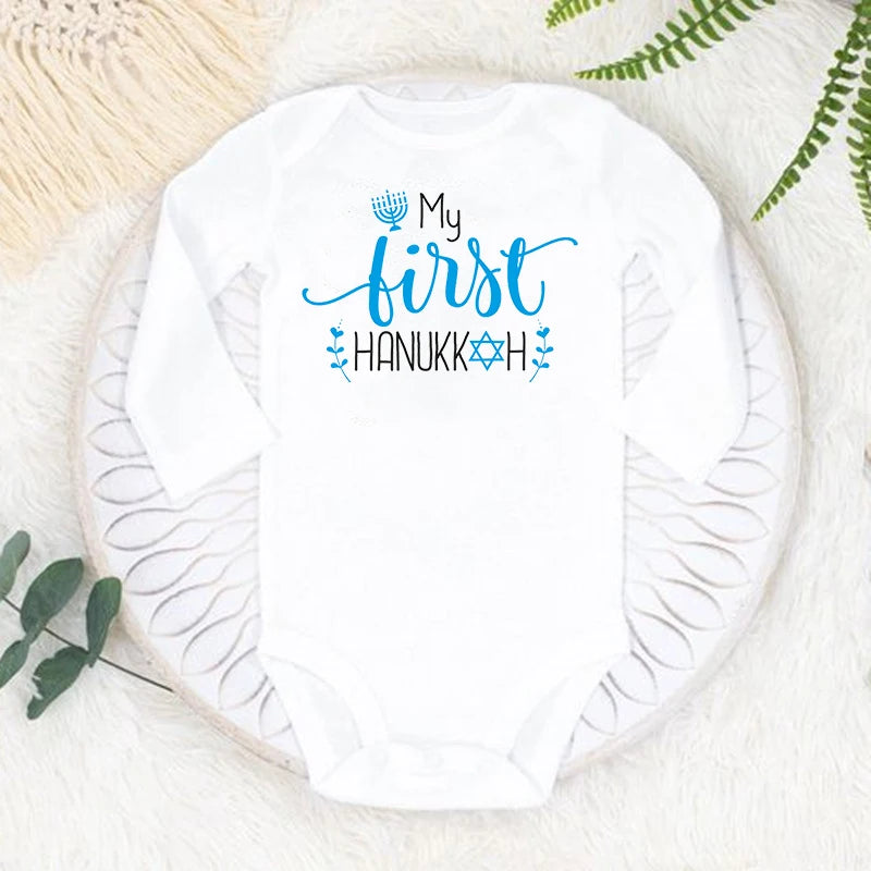 My 1st Hanukkah Chanukah Newborn Bodysuits Happy Hanukkah Baby Rompers Infant Body Long Sleeve Jumpsuit Clothes