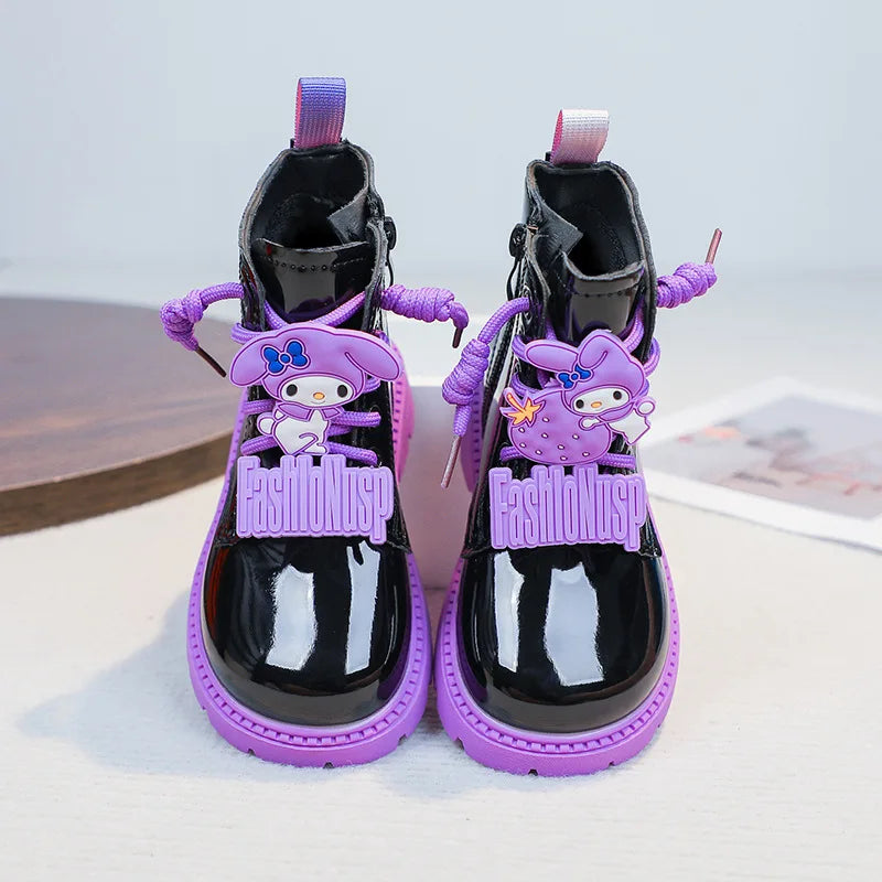 Kids'Casual Boots Ankle Boots PU Leather Cartoon Winter Shoes For Girls Anti-slip Thick Bottom Warm White Black Shoes Size 28-37