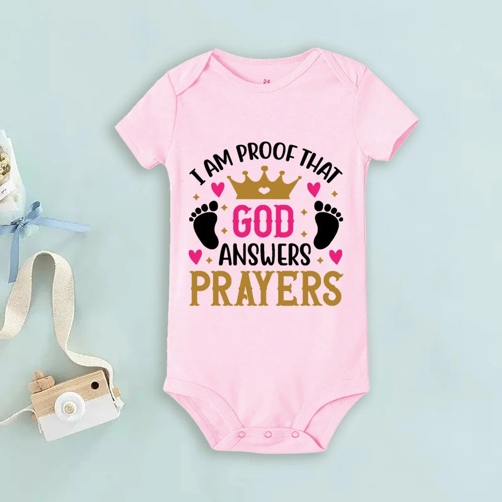 Proof That God Answers Prayers Baby Bodysuit Little Answered Prayer Romper Baby Announcement Bodysuits Newbron Shower Gift