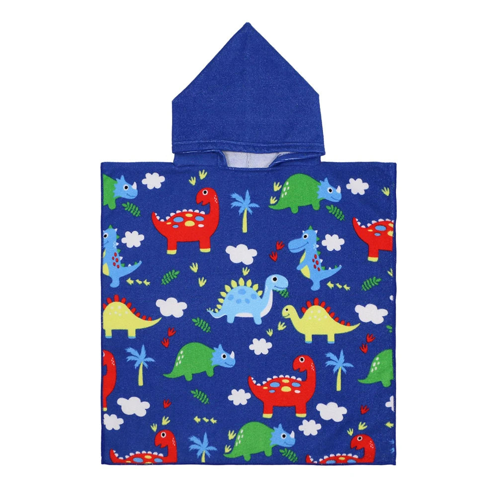 Children Bathing Stuff Kids Hooded Cape Towel Boy Shark Bathrobe Baby Dinosaur Bath Towel Girls Unicorn Beach Towel Wrap Blanket