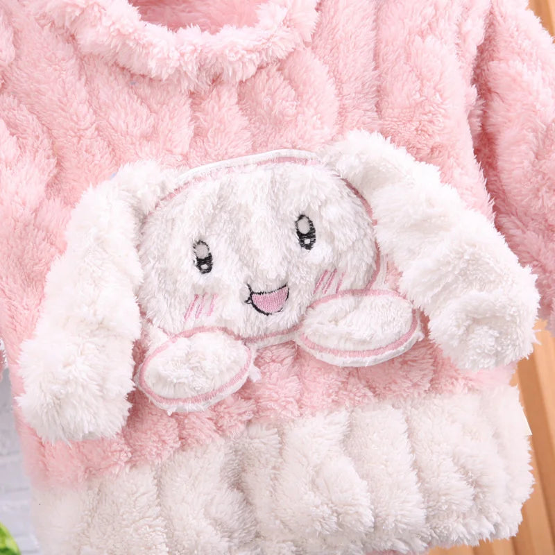 New Winter Baby Girls Clothes Children Sleepwear Infant Fashion Warm T-Shirt Pants 2Pcs/Sets Toddler Casual Costume Kids Pajamas