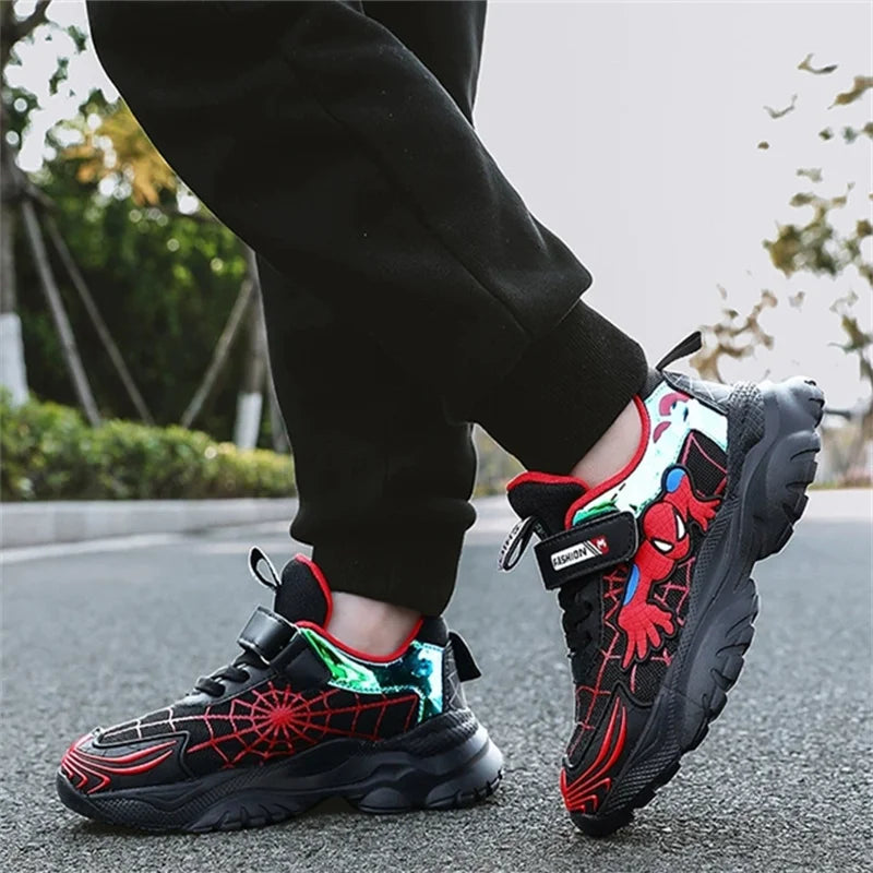 Disney Kids Sneakers Boys Tennis Shoes Comfortable Mesh Shoes Lightweight Outdoor Children's Sports Walking Black Blue Shoes