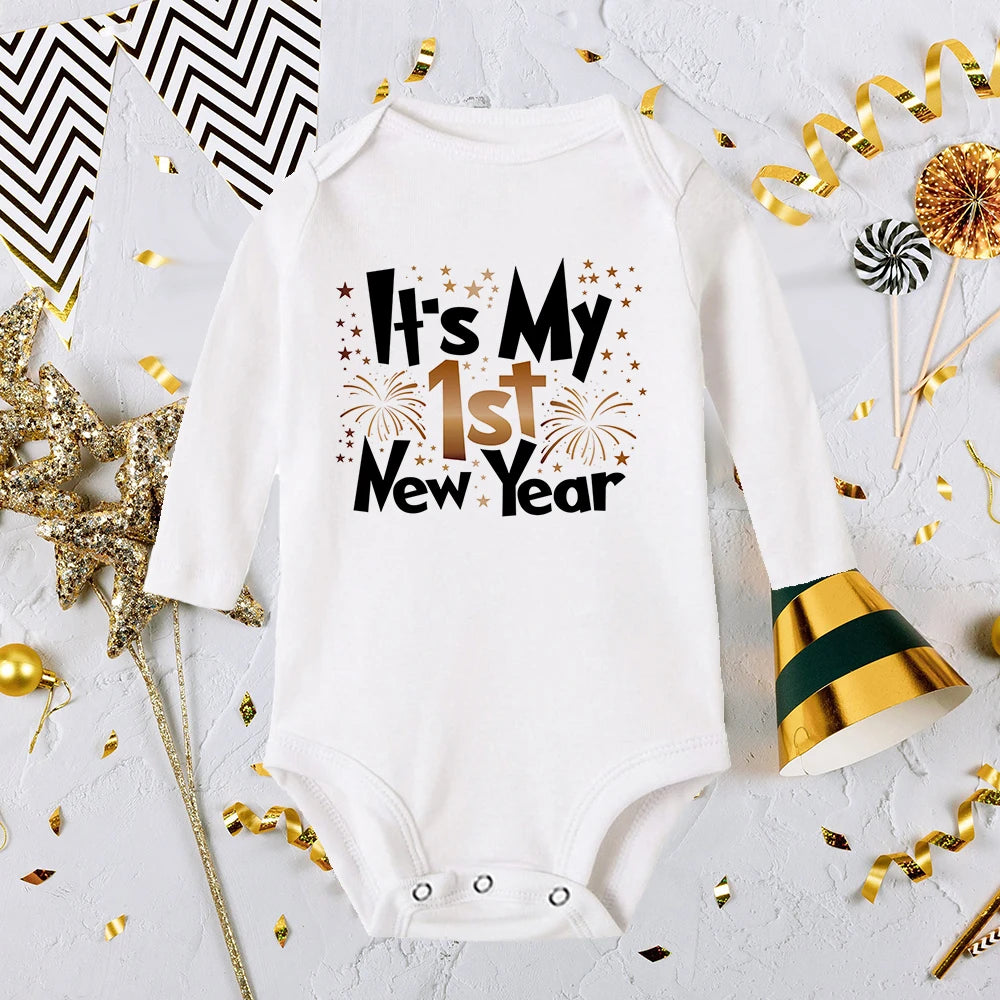 It Is My 1st New Year Baby Boy Girl Long Sleeve Romper Fashion Casual Robe Ropa Newborn Baby Bodysuit New Year Holiday Best Gift