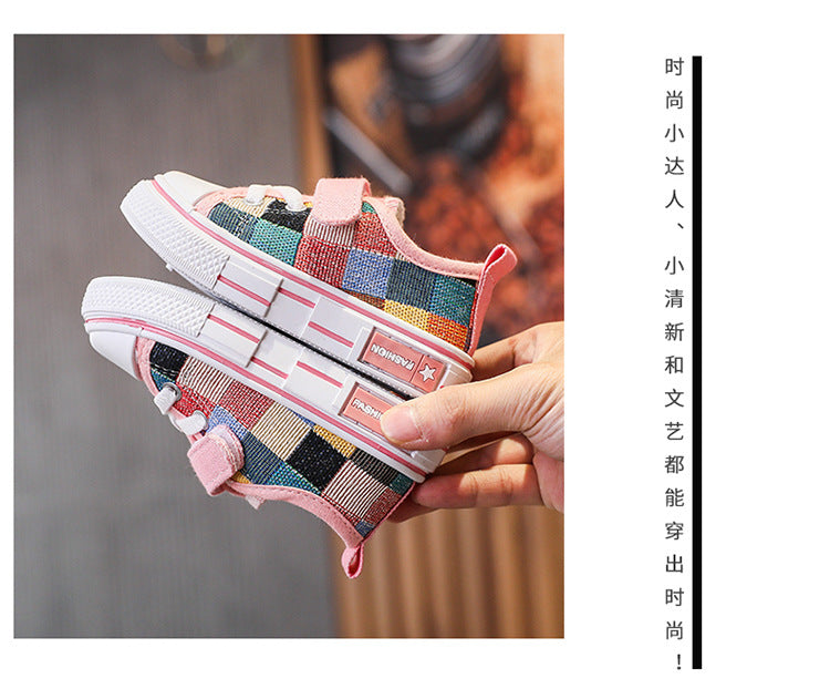 Children's Casual Shoes Toddlers Kids Canvas Sneakers for Boys Girls Fashion Classic Checkered Soft Rubber Sole Spring Autumn