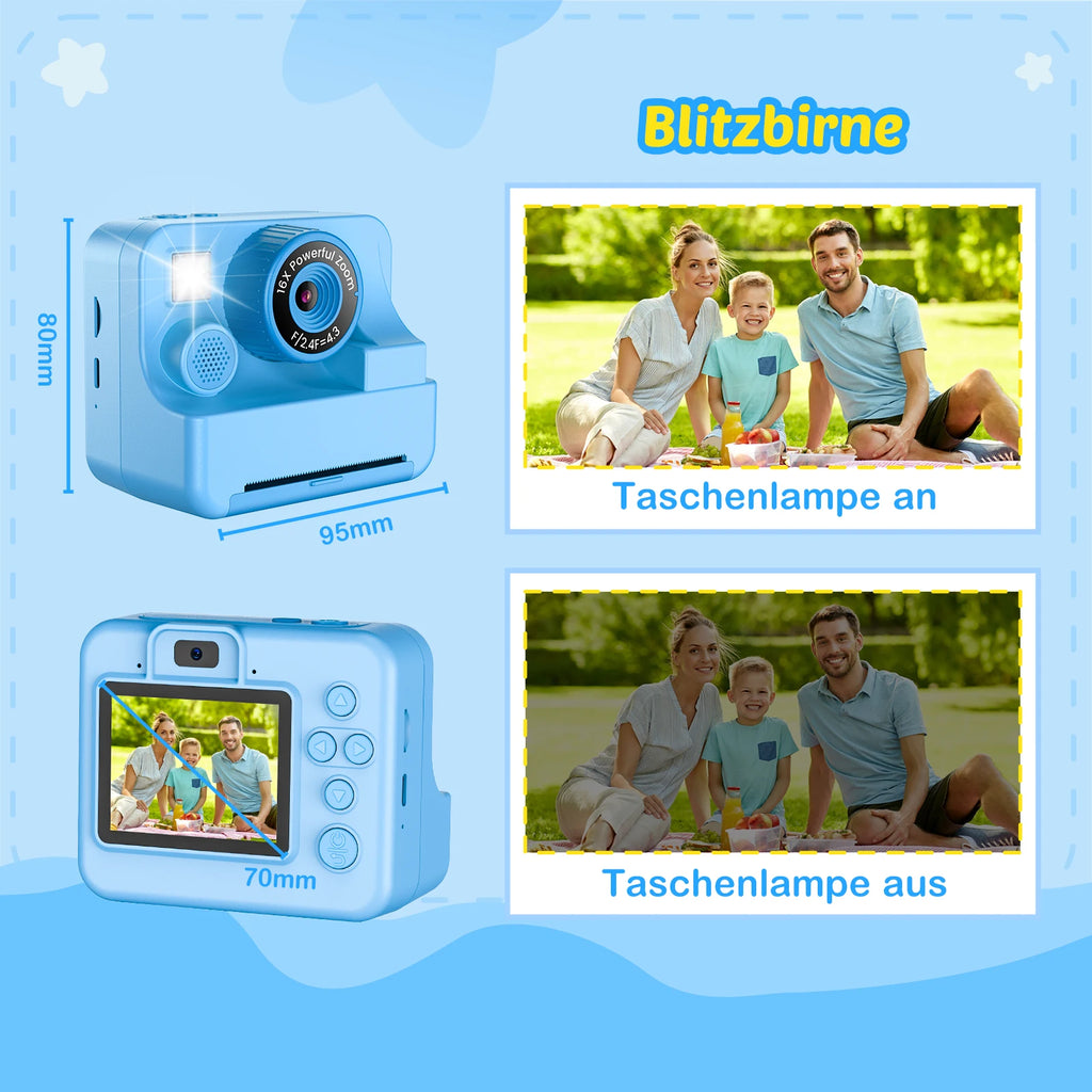 New Bee Kids Instant Print Camera 1080P HD Dual Lens Selfie 32GB Digital Camera for Girls Boys Christmas Birthday Gifts Toys
