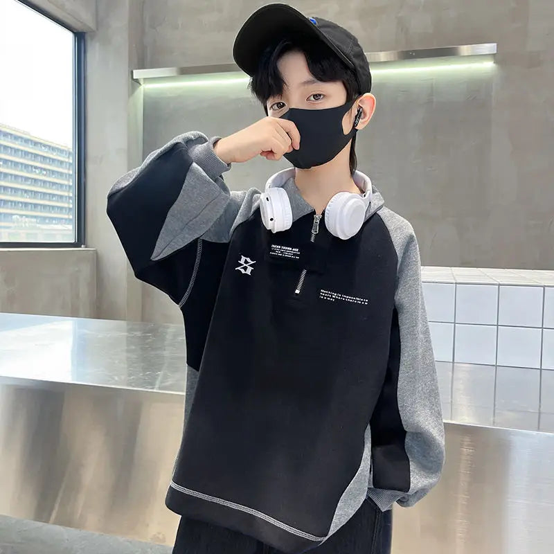 2025 New Arrival Boys' Base Layer Long Sleeve Top Spring Autumn Big & Mid Size Kids Stylish Cool Trendy Top