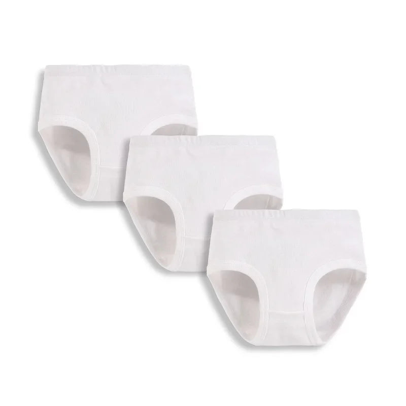 White Kids Underpant 100% Cotton Baby Girls Briefs 3 4 5 6 8 10 Years Little Boys Students Boxer Underwear Girls Panties