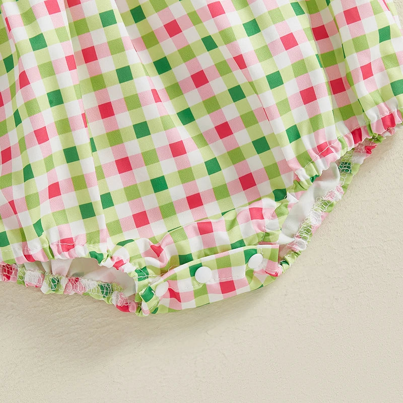 Adorable Infant Romper with Embroidered Floral Design Round Neckline and Flutter Sleeves - Ideal for Warm Weather Seasons