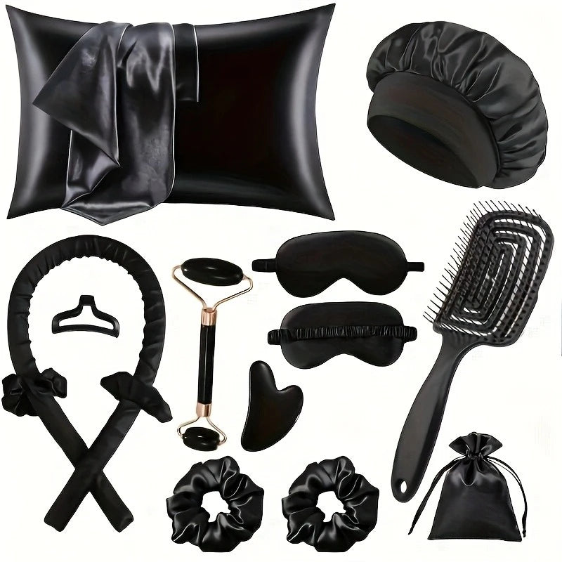 Styling Kit - Heatless Silk Curler with Sleeping Mask and Shower Cap for Women and Girls Beauty Kit for Travel and Home