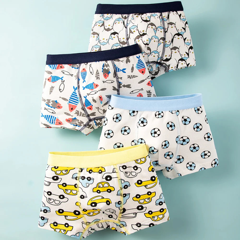 1/4/8/12 Pcs/pack Boys Boxer Briefs Kids Cotton Underwear Baby Boy Underpants Teenager Cartoon Print Soft Children Panties 4-12Y