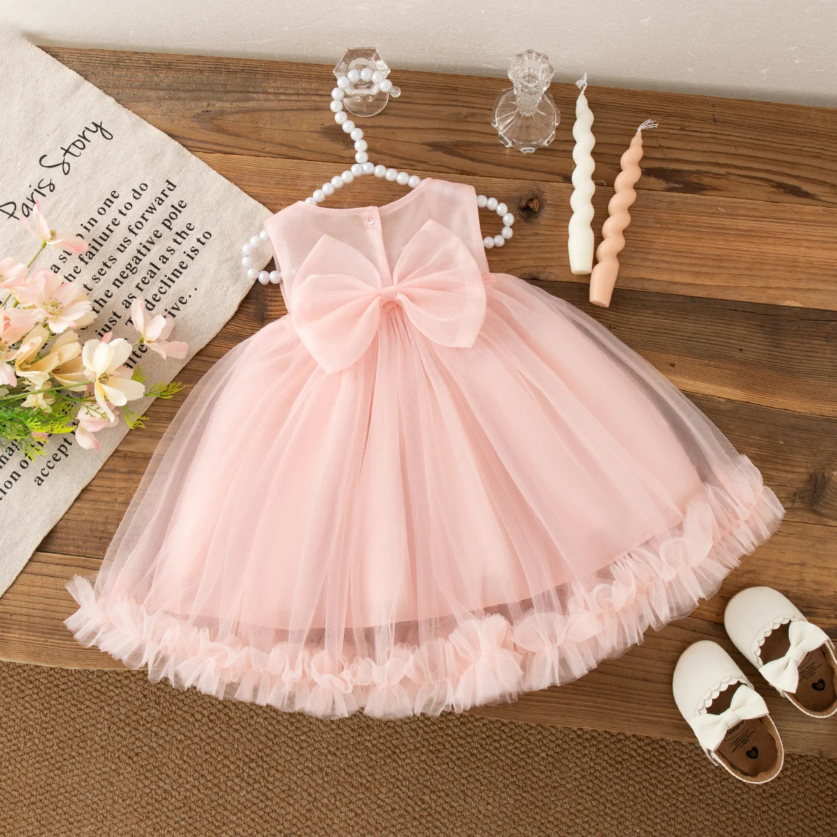 Princess Style Baby Girl Dress, Summer New Sweet Flower Children'S Sleeveless Clothes For Babies Aged 9 Months To 3 Years Old