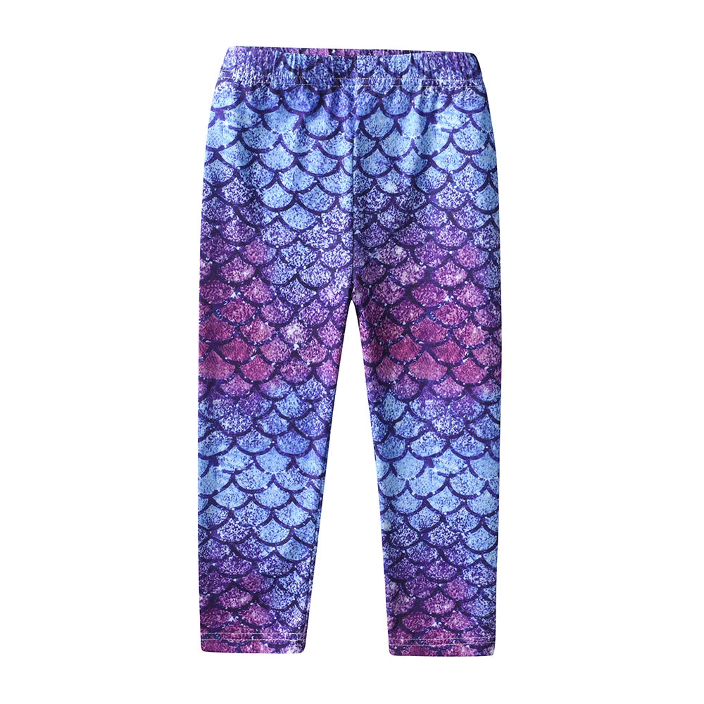 DXTON Summer Girls Leggings Skinny Slim Children Pencil Pants Mermaid Polyester Elastic Toddlers Kids Long Trousers Soild Clothe