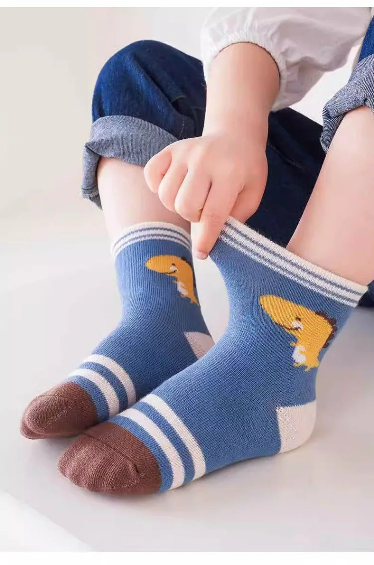 Kids' Socks Boys Girls Autumn Cotton Socks Baby Animals Pattern Socks Children Mid-calf Sock 5 Pairs