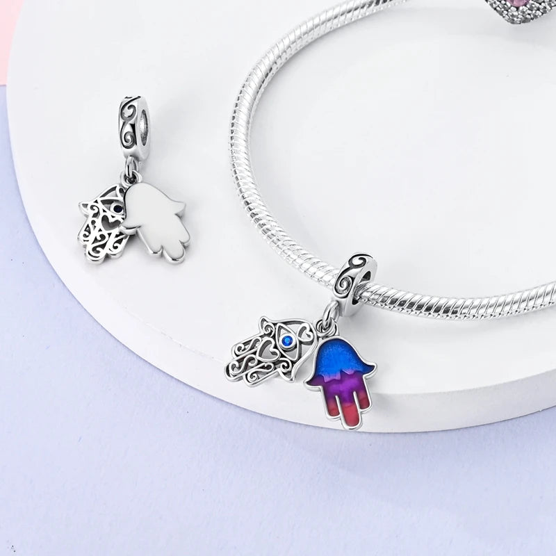 Hot Sales 925 Sterling Silver Charms Beads Devil's Eye Fatima's Hand Cross Beads Fit Original Bracelet Women DIY Jewelry Gifts