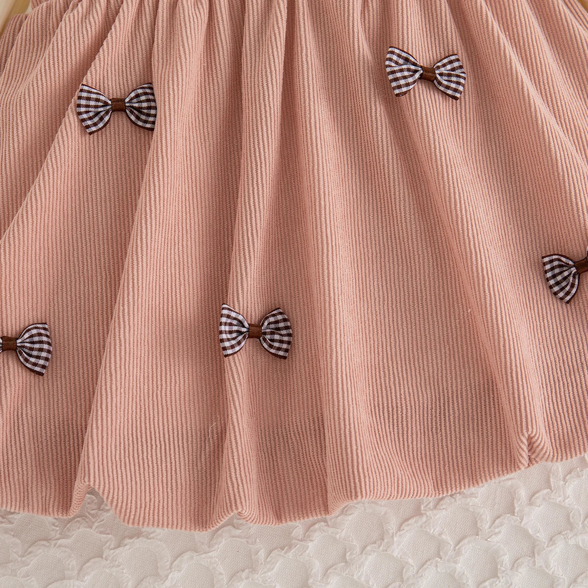 Spring And Autumn New Korean Style Baby Girl Dress, Sweet Bow Children'S Long Sleeved Clothes For Babies Aged 9 Months - 3 Years