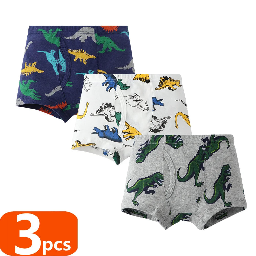 1/3/6 pcs Boys Boxer Briefs Sets 2025 New Kids Cotton Underwear Boy Underpants Teenager Dinosaur Print Soft Children Panties