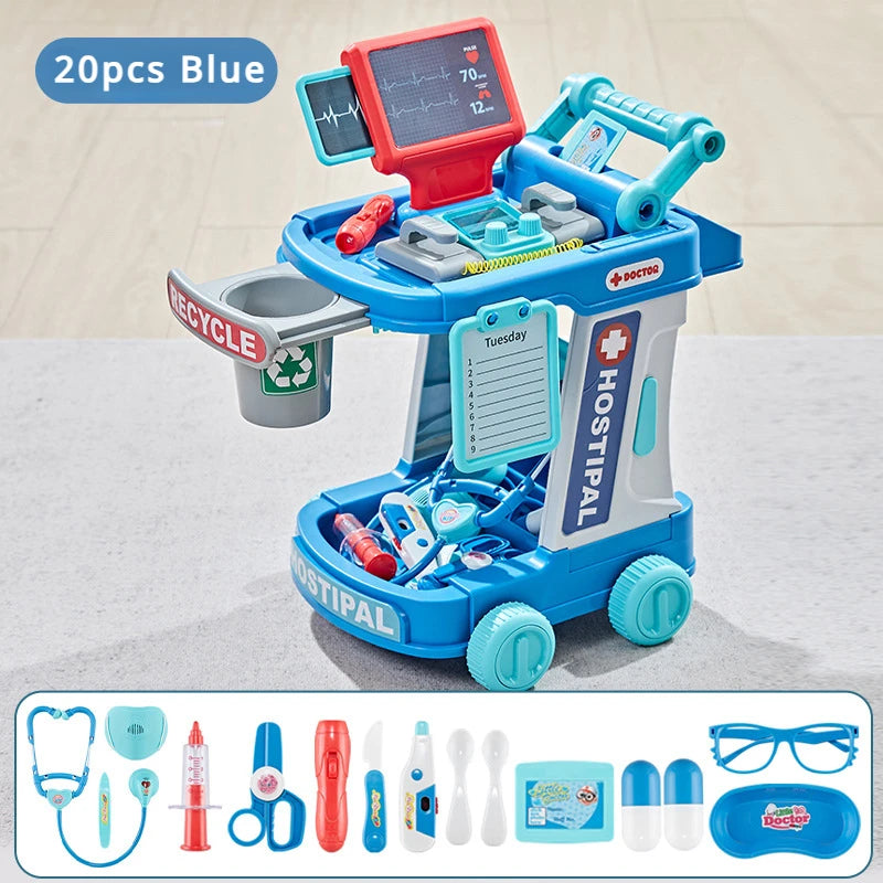 2 in 1 Doctor Kit for Kids Pretend Play Medical Station with Stethoscope Thermometer Sounds & Lights Doctor Toys for Boys Girls