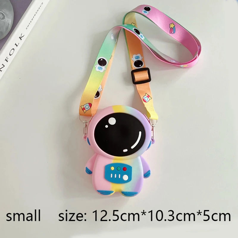 Astronaut Crossbody Bags Lovely Kawaii Bag Princess Small Storage Silicone Purse Cartoon Cosmonaut Model Toys Kids Prince Gift
