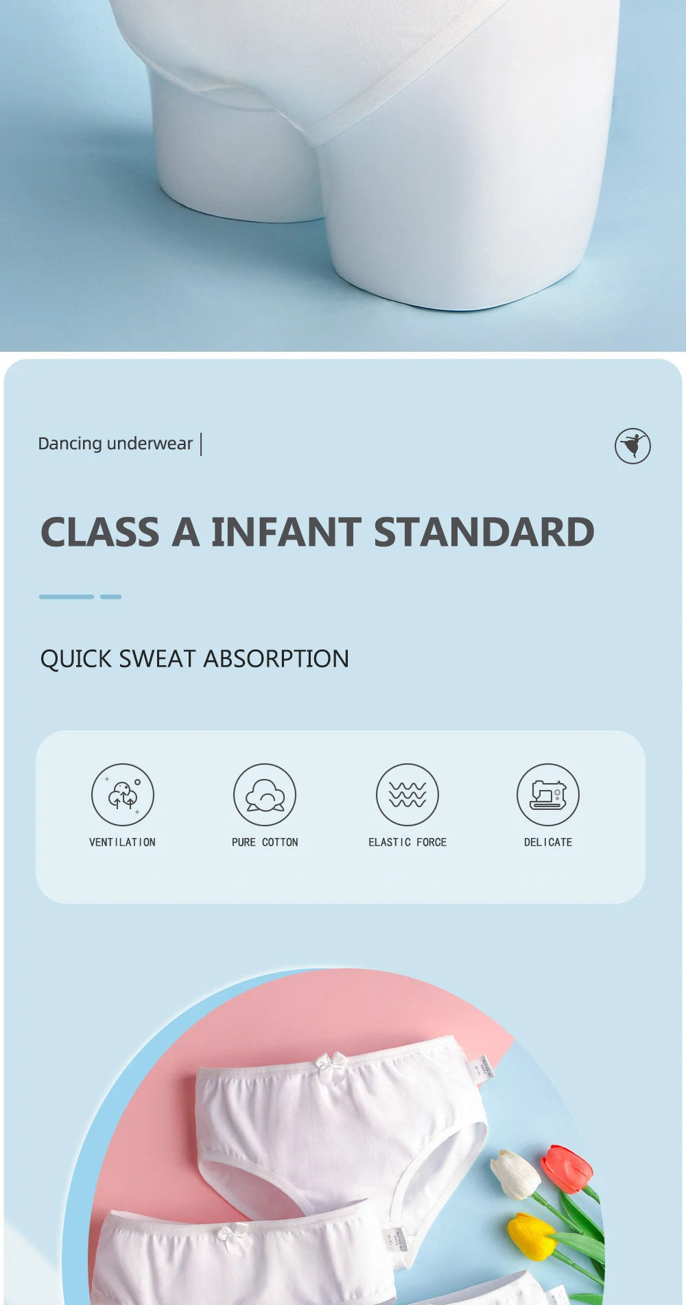 Kids Cotton Pure White Teenage Girl Panties Little Girl Dance Underwear High School Student Underpants Daily Young Girl Briefs