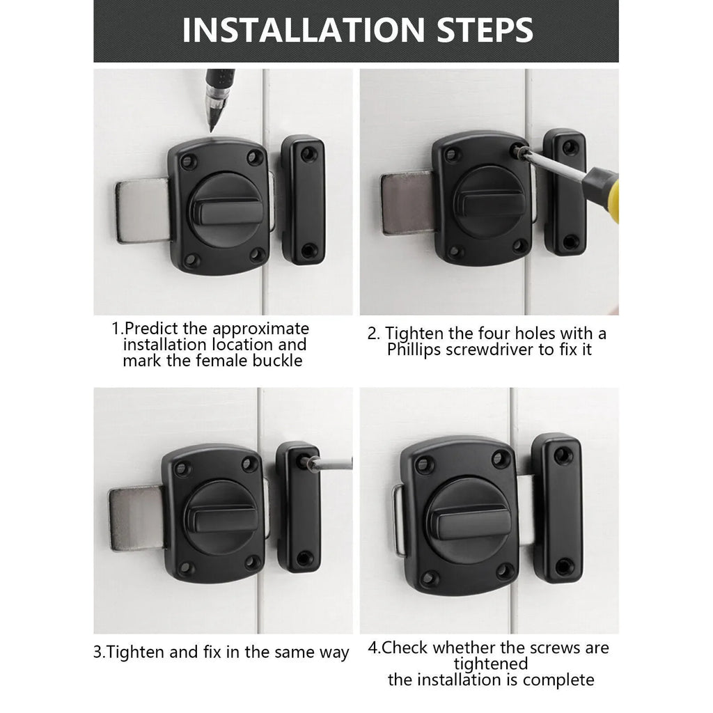 Gate Latch Slide Bolt Latches Lock, Safety Double Sided Gate Hardware