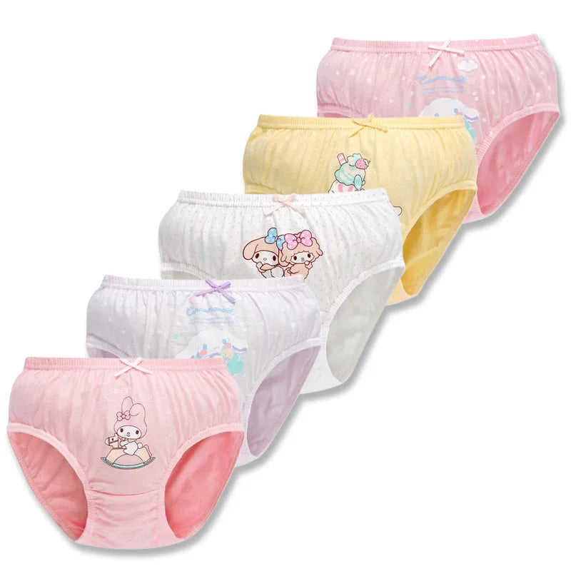 10Pcs/Set Cotton Girls Panties Cute Characters Kuromi Melody Girls Briefs Cartoon Children Underwear Breathable Kids Knickers