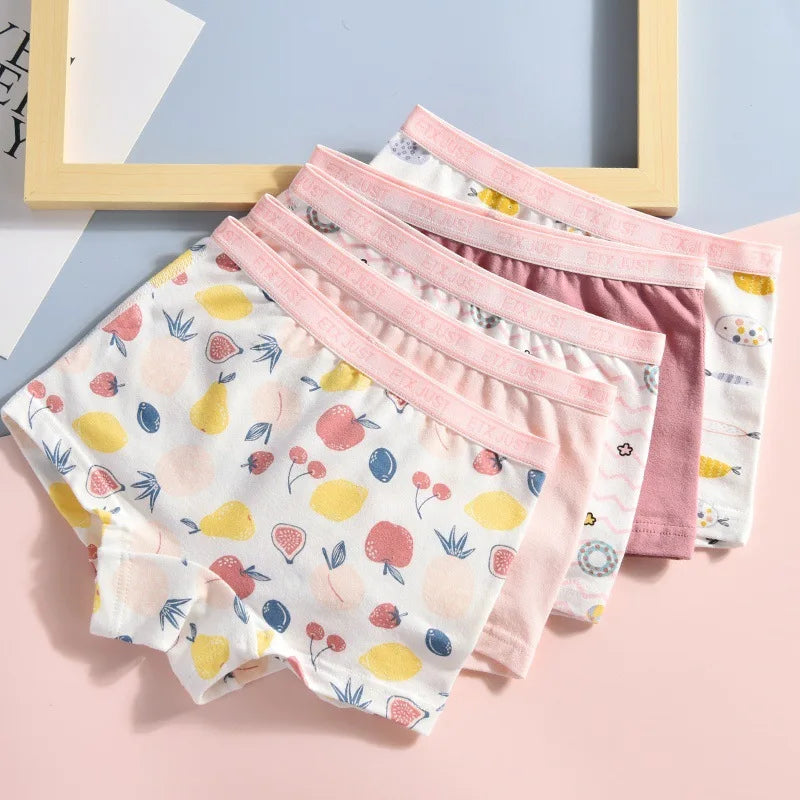 new children high quality cartoon girls cotton boxer shorts panties kids underwear  2-14 years old teenager 5pcs/lot student