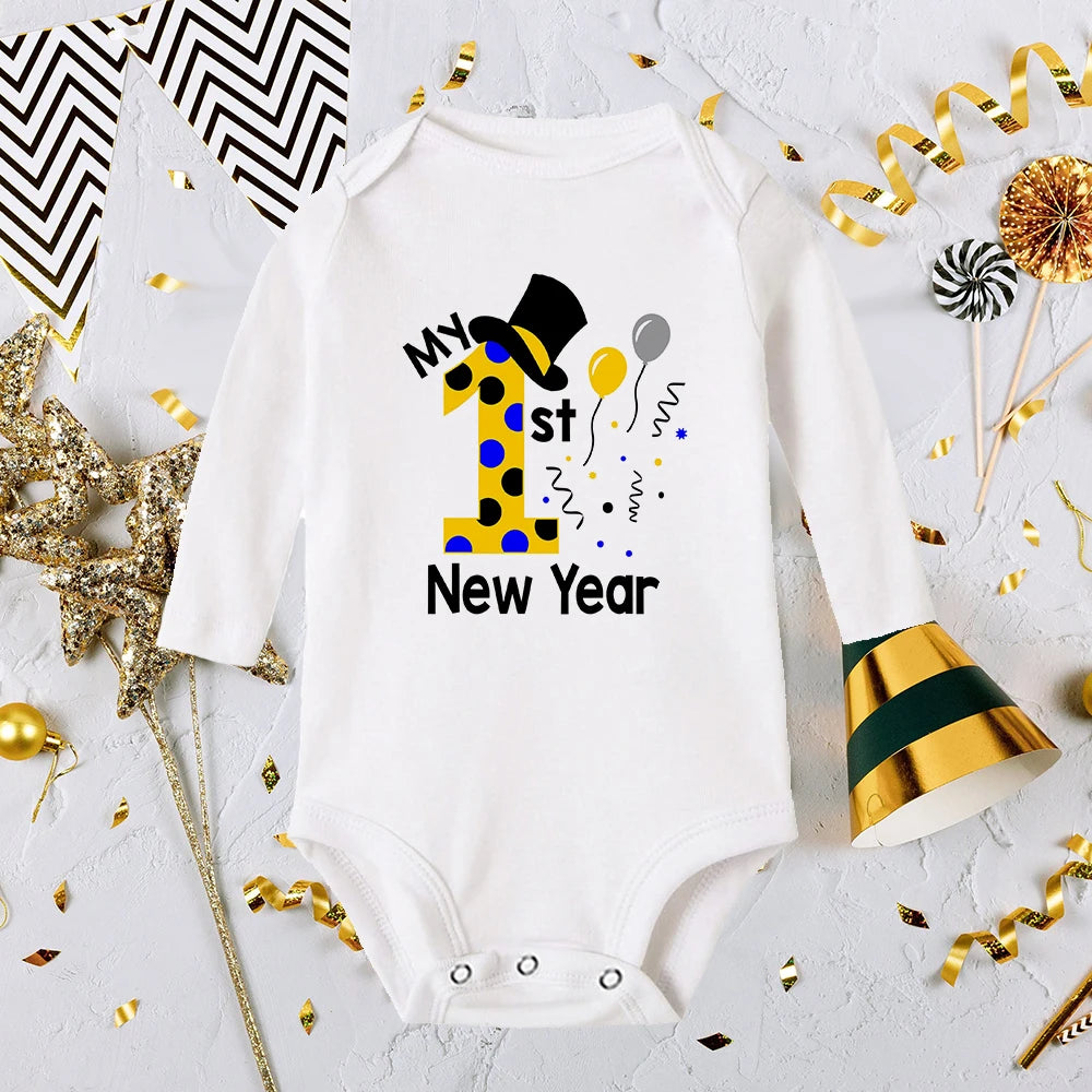 It Is My 1st New Year Baby Boy Girl Long Sleeve Romper Fashion Casual Robe Ropa Newborn Baby Bodysuit New Year Holiday Best Gift