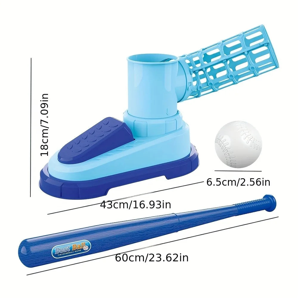 Baseball Tee T-Ball Set for Kids Toddler Baseball Set with Step-On Pitching Machine Pop Up Balls Outdoor Christmas Gift for Boys