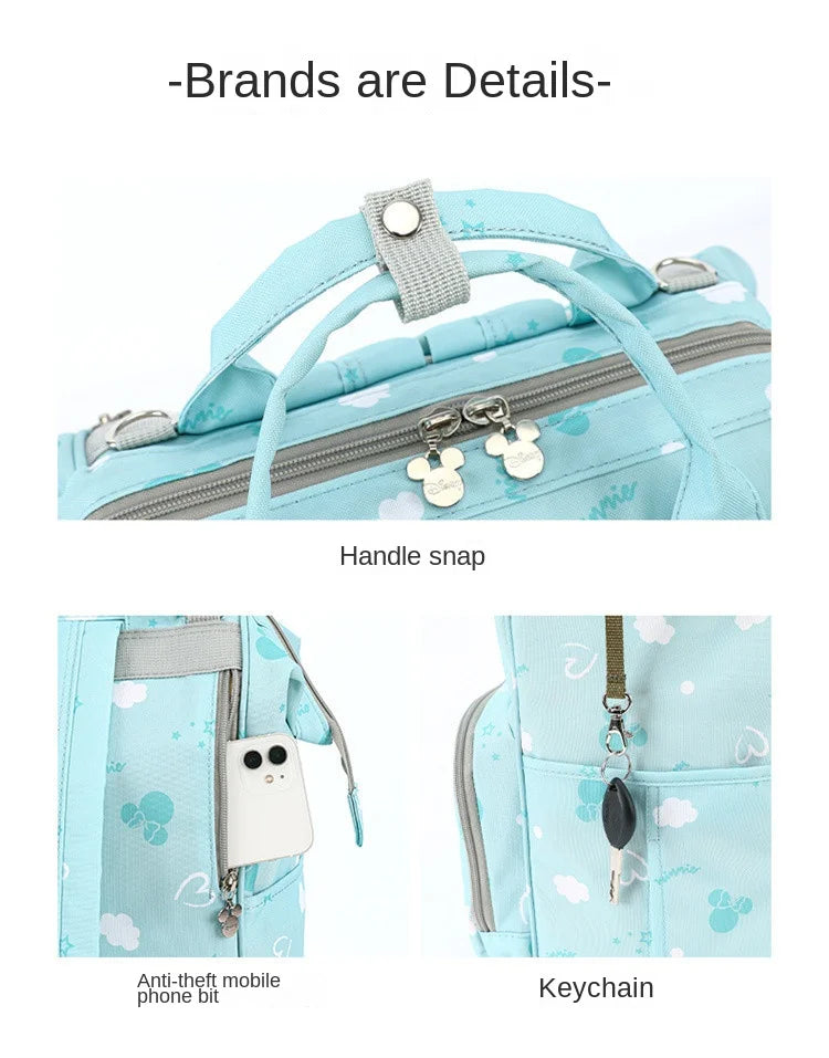Disney Mickey Original New Diaper Bag Backpack Luxury Brand Baby Diaper Bag Large Capacity Multi-function Cartoon Baby Bag