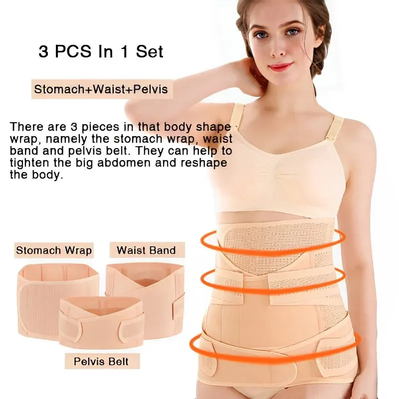 3in1 Postpartum Belly Band Breathable Maternity Support Belt Shapewear for after Pregnancy Women's Abdominal Compression Band